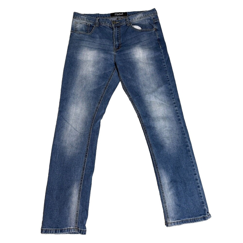 True Luck Jeans Mens 34x30 Straight Light Wash Stretch